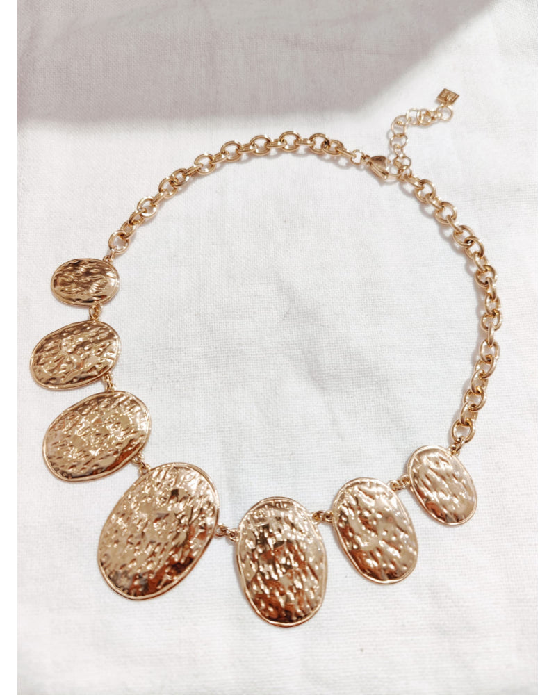 Collier ovales martelées doré