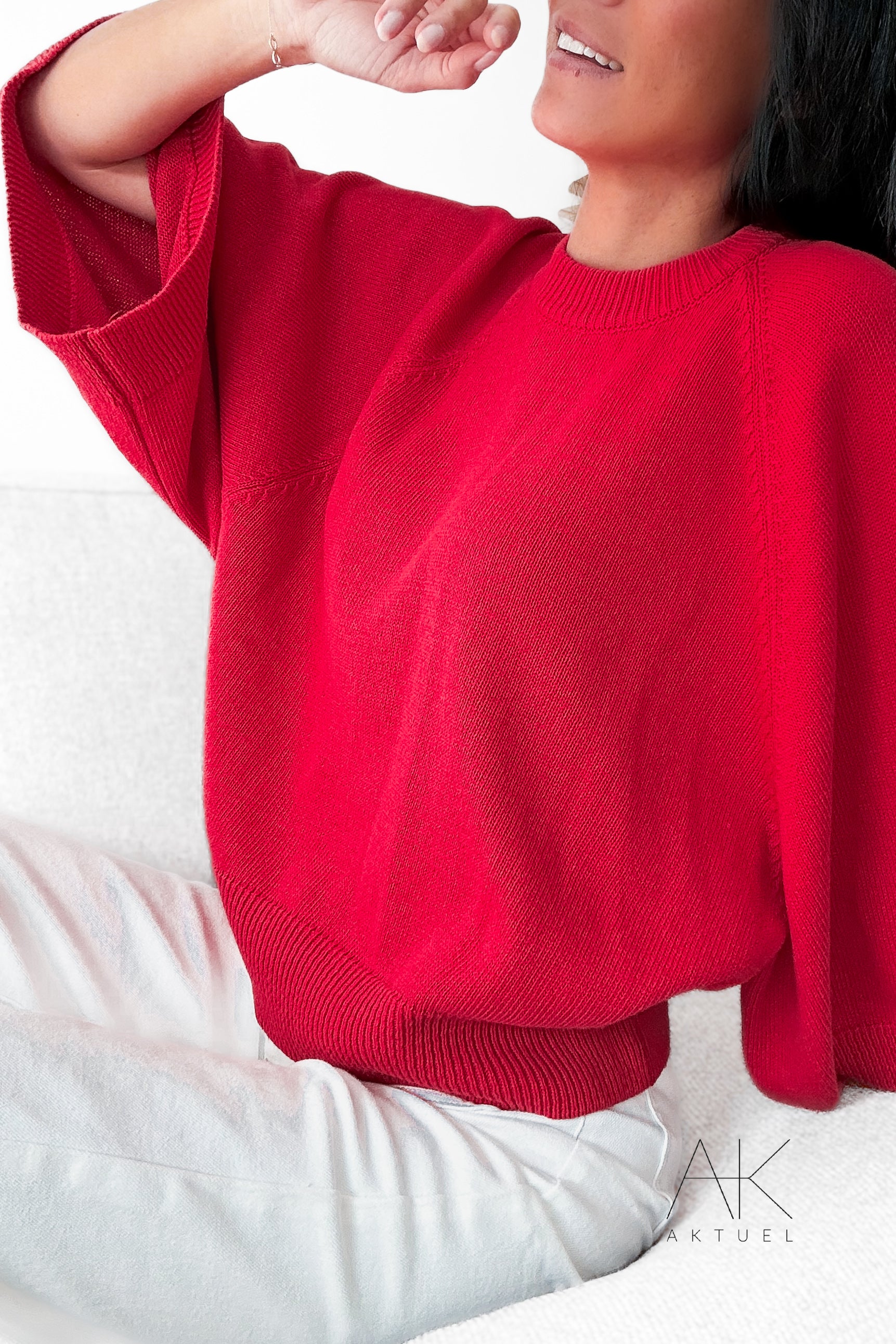 Pull manches 3/4 rouge