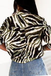 Chemise imprimée zébrée vert et noir