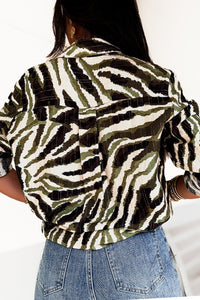 Chemise imprimée zébrée vert et noir