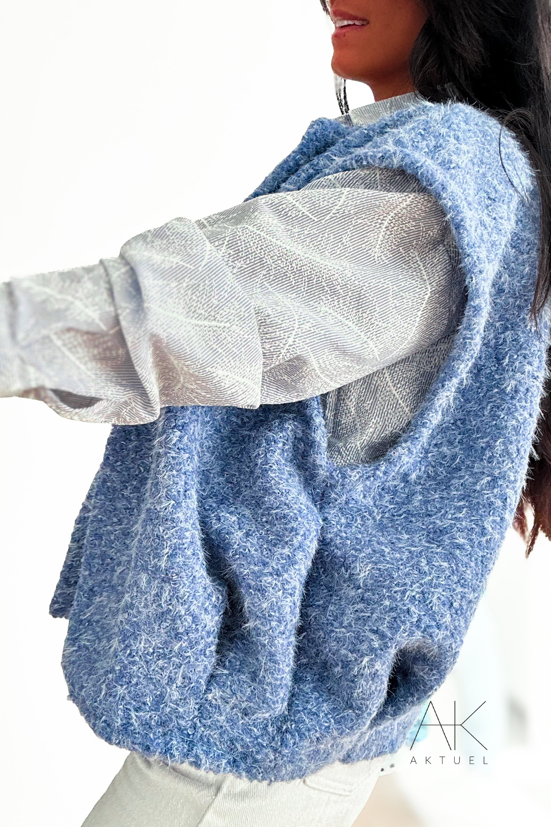 Gilet sans manches texturé bleu jeans