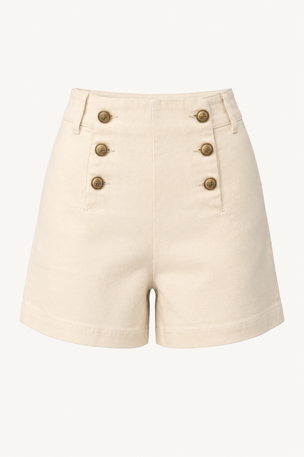 Short taille haute beige à boutons Victorinette Oraije