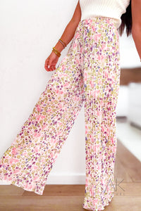 Pantalon plissé fleuri