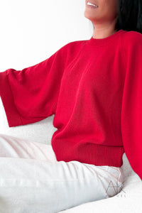 Pull manches 3/4 rouge