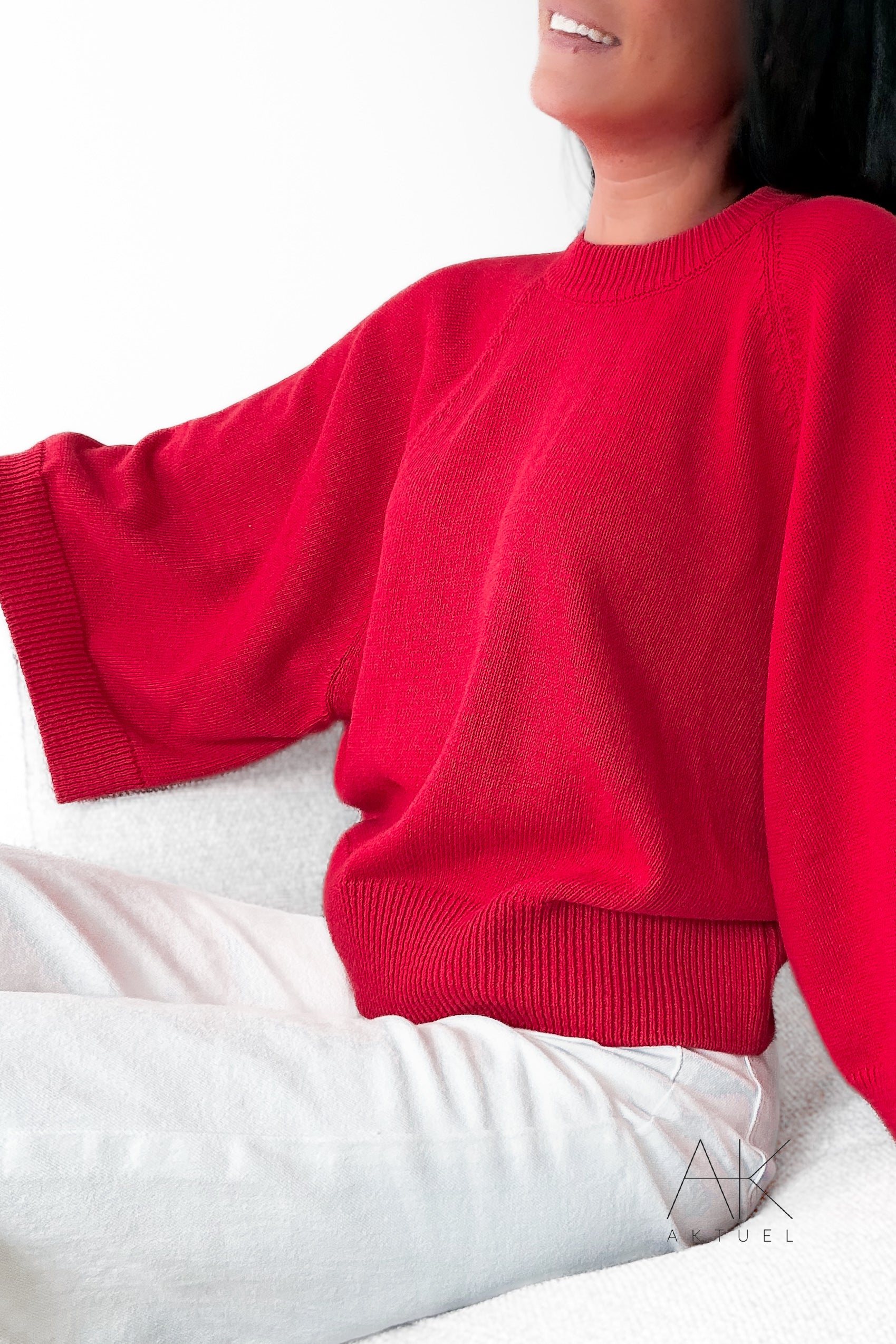 Pull manches 3/4 rouge