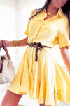 Robe courte à volants jaune