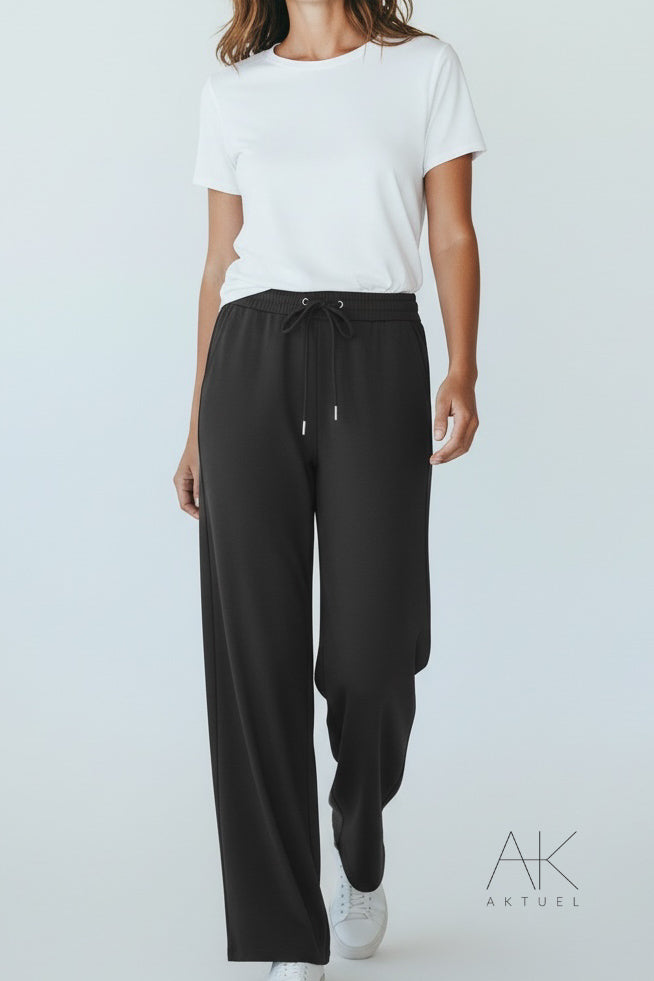 Pantalon fluide noir à nouer