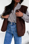 Gilet sans manches en sherpa chocolat