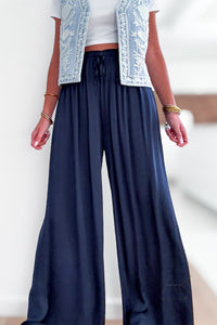 Pantalon satiné bleu marine