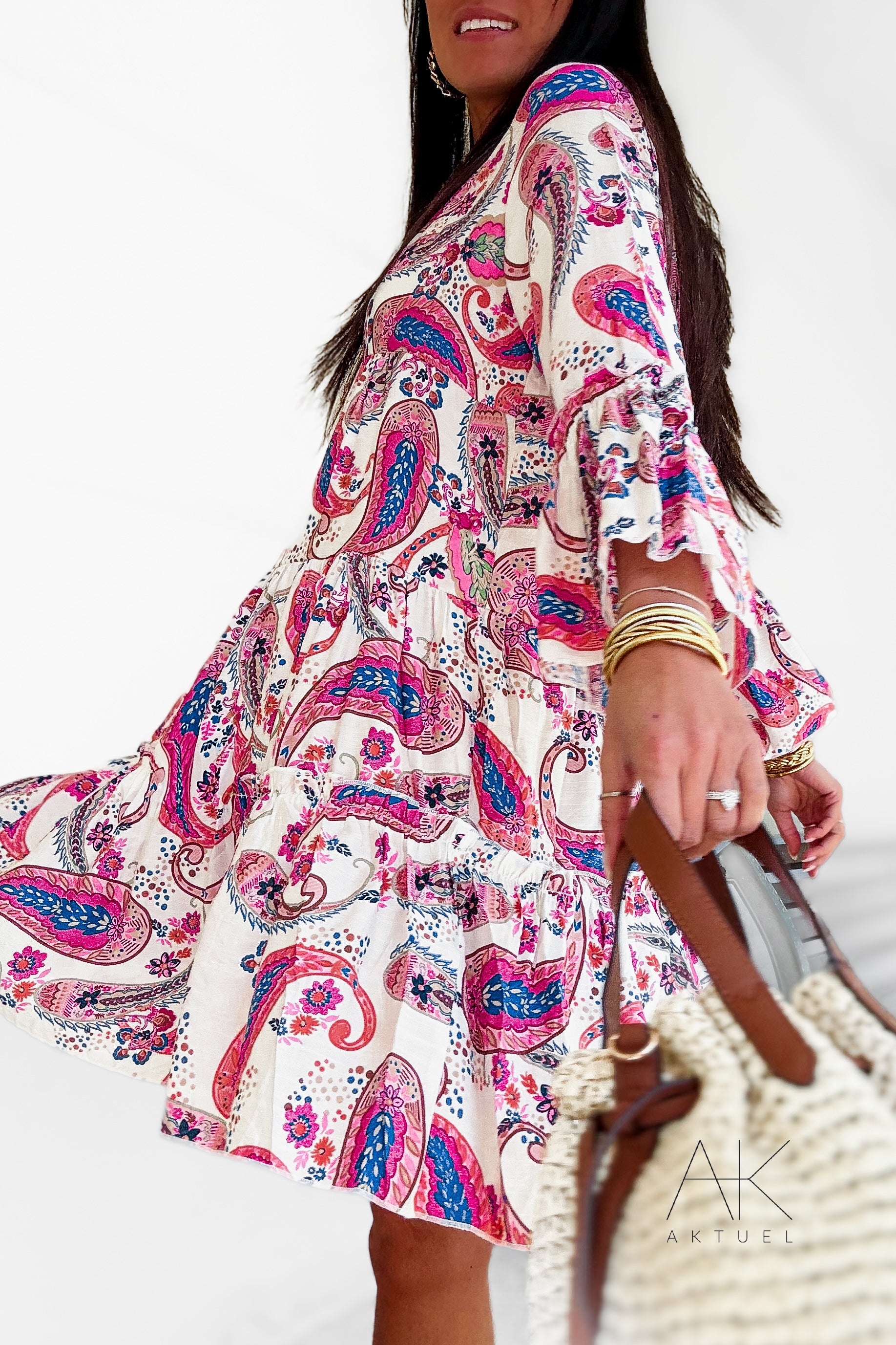 Robe courte imprimée cachemire