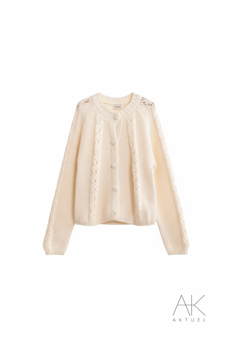 Gilet en maille torsadée écru