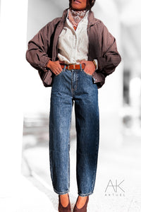 Veste courte à carreaux marron