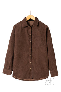Surchemise en velours côtelé marron
