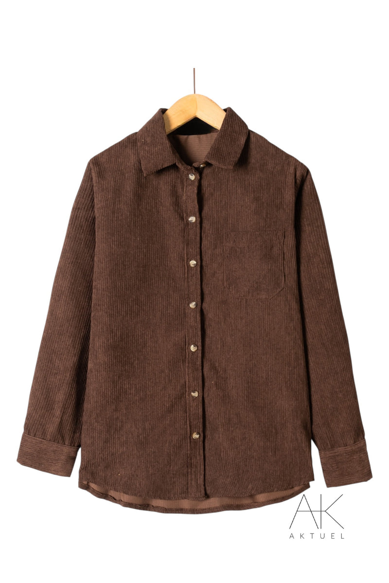 Surchemise en velours côtelé marron
