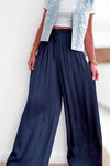 Pantalon satiné bleu marine