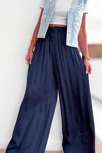 Pantalon satiné bleu marine