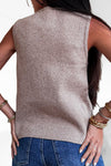 Top en maille col V avec broche étoile
