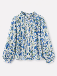 Blouse bleu fleurie bohème – grande taille