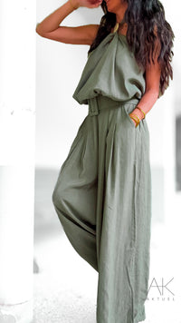 Pantalon large kaki
