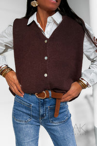 Gilet sans manches en alpaga chocolat