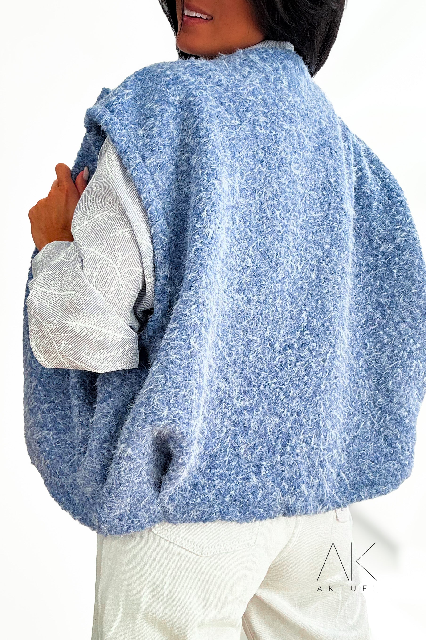 Gilet sans manches texturé bleu jeans