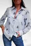 Chemise rayée avec broderies