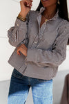 Chemise rayée marron et blanche