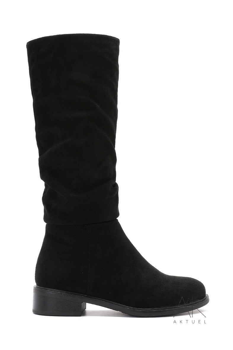 Bottes plates suédine noir