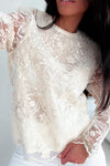 Top en dentelle brodée blanche