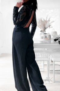 Combinaison pantalon noire dentelle