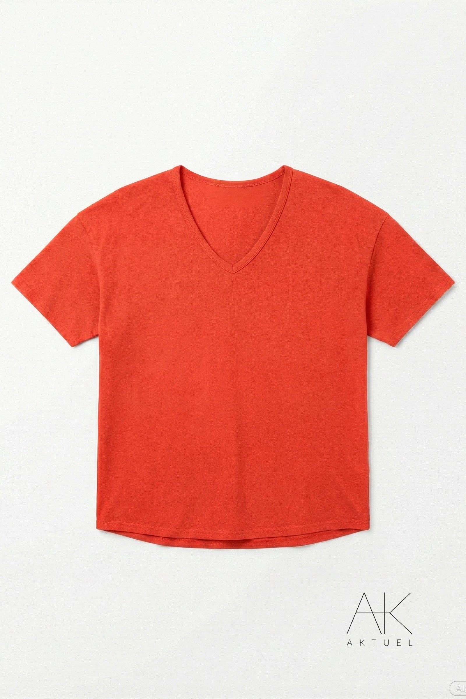 T-shirt col V corail