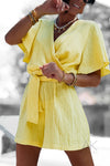 Combinaison short en gaze de coton jaune