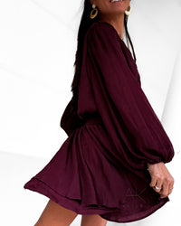 Robe patineuse bordeaux à volants