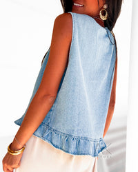 Gilet col volanté denim