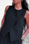Gilet sans manches asymétrique noir