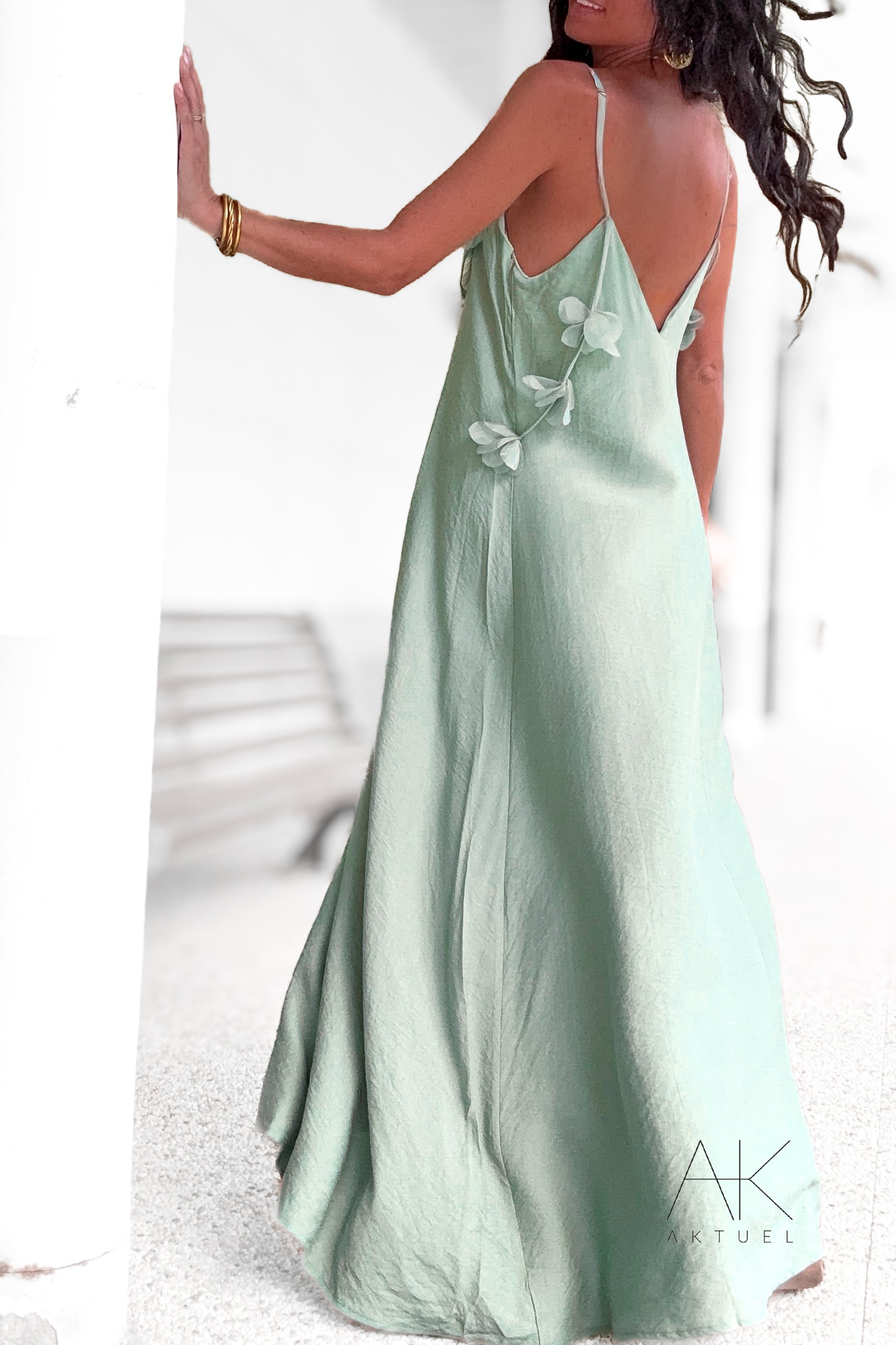 Robe Longue Fleurie Sauge