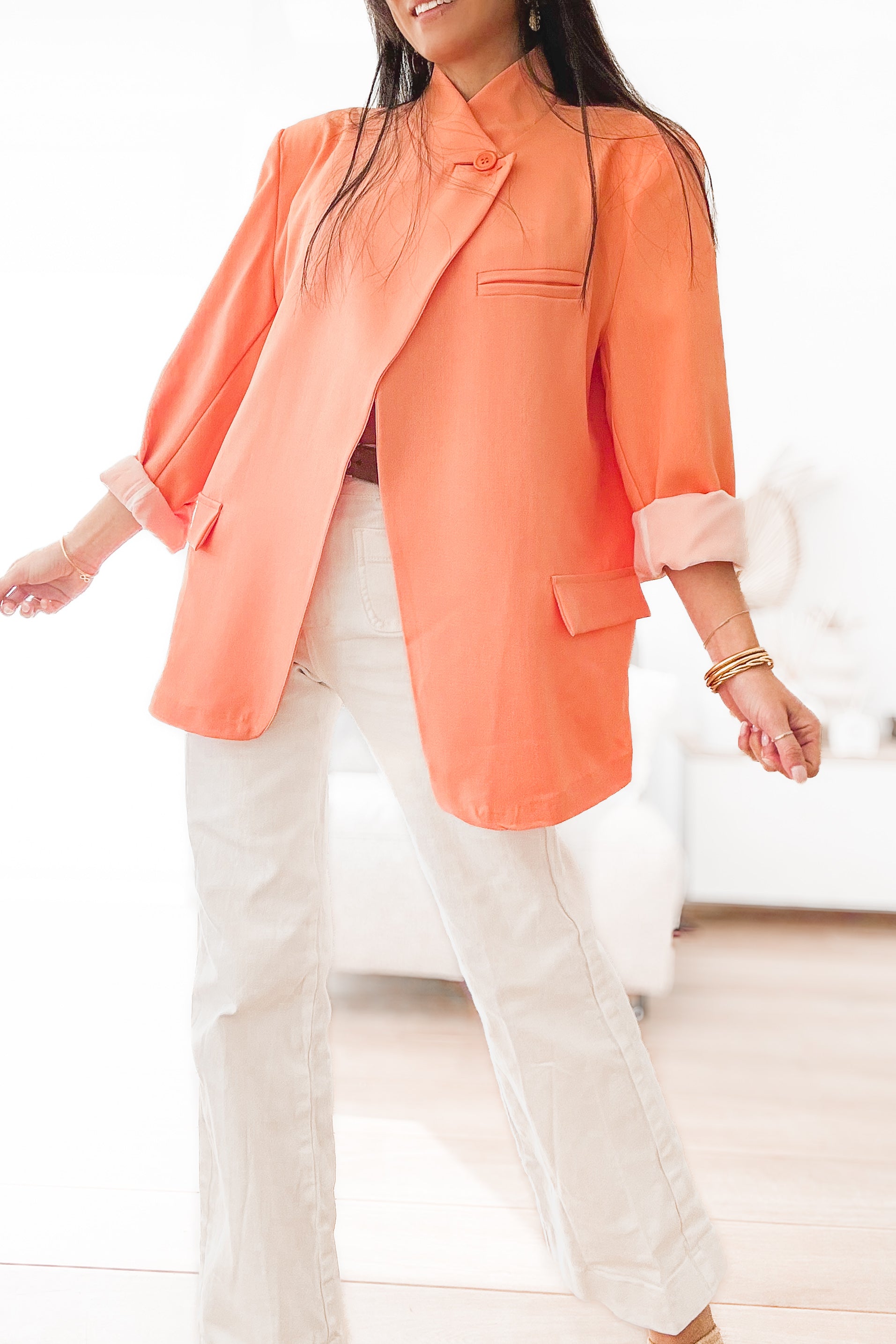 Veste blazer structuré orangé