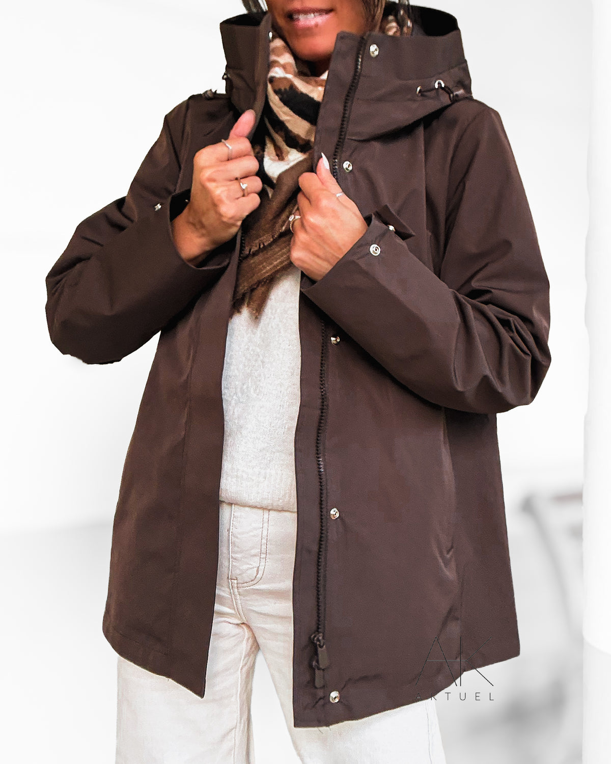Parka déperlant et coupe vent marron