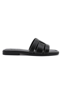 Mules noires à bride ajourée