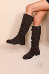 Bottes plates suédine marron