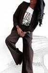 Pantalon palazzo couleur chocolat