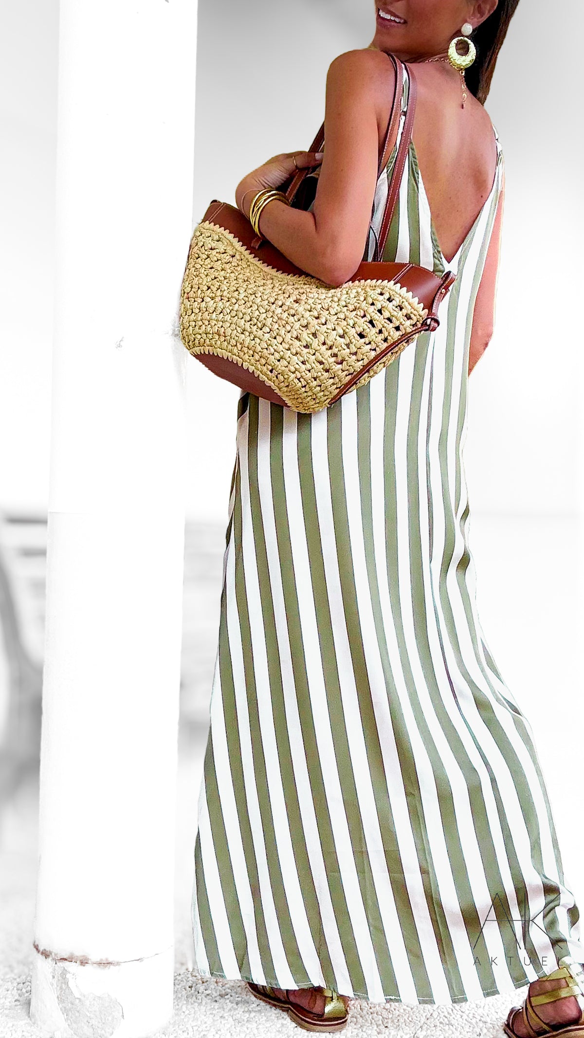 Robe Rayée Kaki