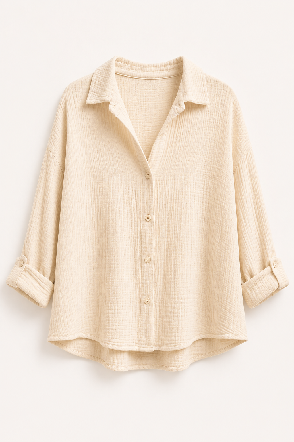Chemise gaze de coton beige ICONIC