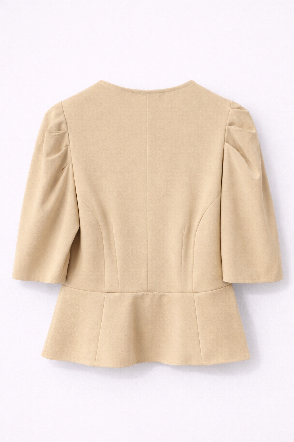 Blouse beige structurée manches bouffantes