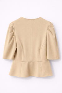 Blouse beige structurée manches bouffantes