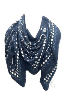 Foulard carré bleu marine imprimé bandana