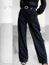 Pantalon noir taille haute à pinces