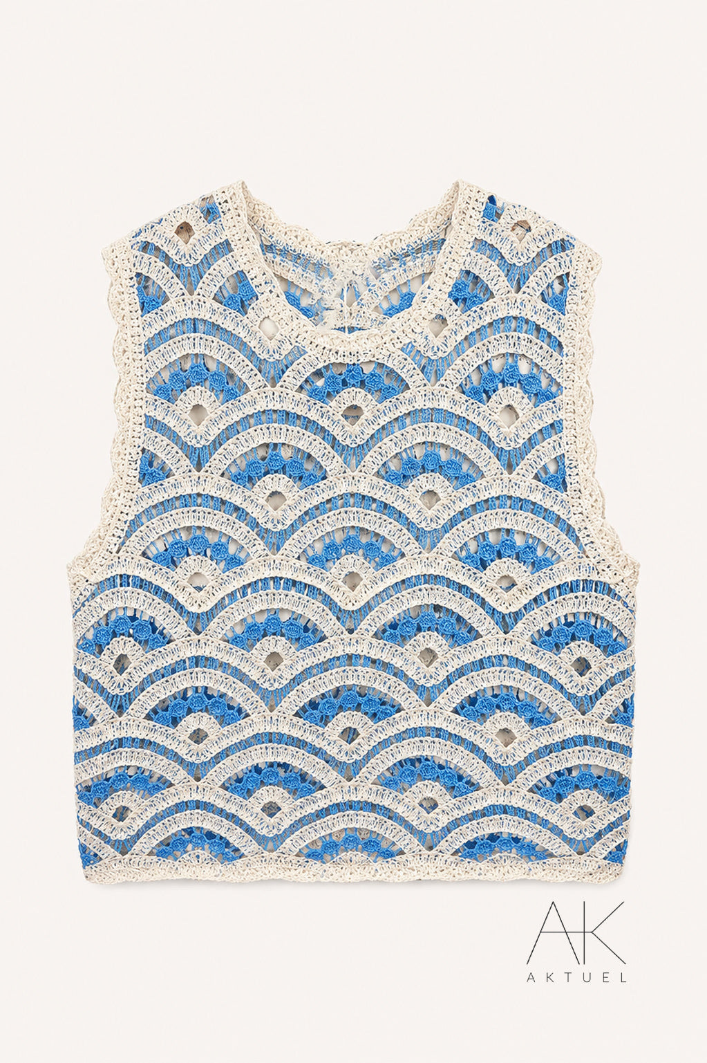 Top crochet ajouré bleu