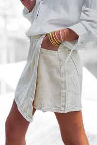 Jupe-short en jean beige sable