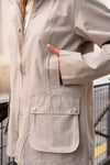 Parka beige col contrastant déperlante